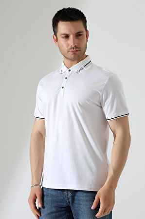 Erkek Çıt Çıt Detaylı Pamuklu Polo Yaka T-shirt