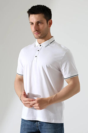 Erkek Çıt Çıt Detaylı Pamuklu Polo Yaka T-shirt