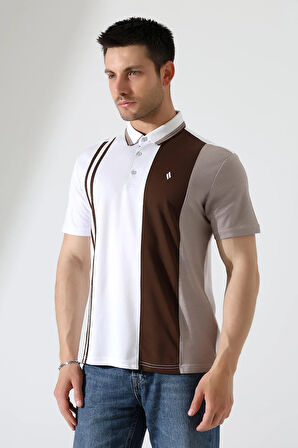 Erkek Çizgili Şerit Detaylı Pamuklu Polo Yaka T-shirt