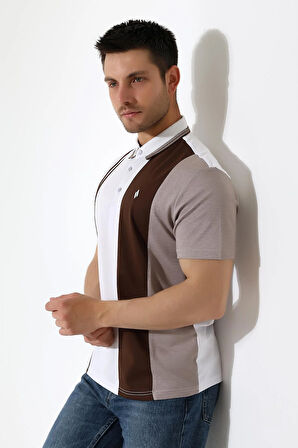 Erkek Çizgili Şerit Detaylı Pamuklu Polo Yaka T-shirt