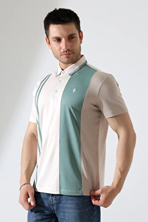 Erkek Çizgili Şerit Detaylı Pamuklu Polo Yaka T-shirt