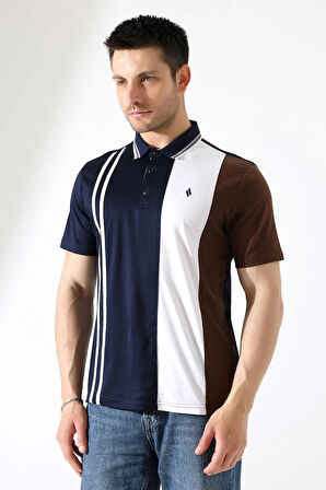 Erkek Çizgili Şerit Detaylı Pamuklu Polo Yaka T-shirt