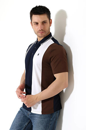 Erkek Çizgili Şerit Detaylı Pamuklu Polo Yaka T-shirt