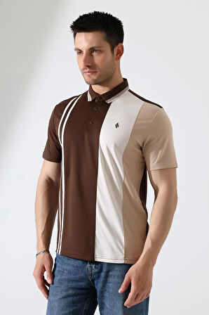 Erkek Çizgili Şerit Detaylı Pamuklu Polo Yaka T-shirt