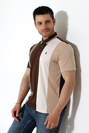 Erkek Çizgili Şerit Detaylı Pamuklu Polo Yaka T-shirt