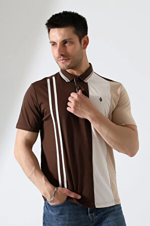 Erkek Çizgili Şerit Detaylı Pamuklu Polo Yaka T-shirt