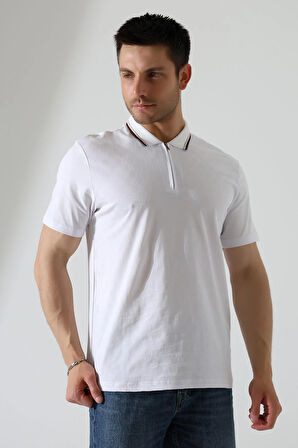 Erkek Polo Yaka Düz Renk Pamuklu Triko kısa kol T-shirt