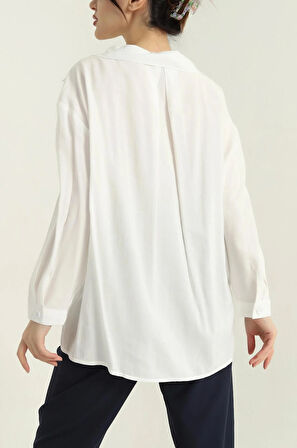 Tek Cep Modal Oversize Kadın Gömlek