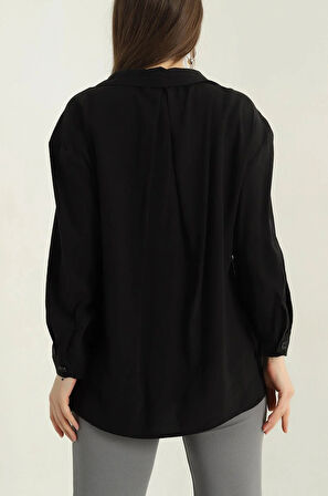 Tek Cep Modal Oversize Kadın Gömlek