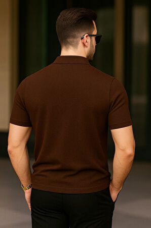 Erkek Polo Yaka Fermuarlı Triko T-shirt