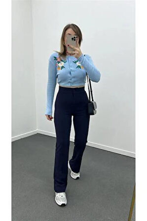 Kadın Yüksek Bel Toparlayıcı Ispanyol Paça Palazzo Pantolon