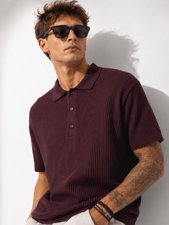 Erkek Kısa Kollu Fitilli Yarım Düğme Kapama Polo Yaka T-Shirt 26001