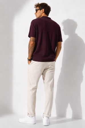 Erkek Kısa Kollu Fitilli Yarım Düğme Kapama Polo Yaka T-Shirt 26001