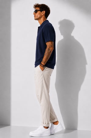 Erkek Kısa Kollu Fitilli Yarım Düğme Kapama Polo Yaka T-Shirt 26001