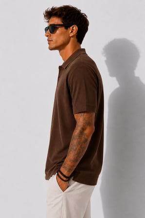 Erkek Kısa Kollu Fitilli Yarım Düğme Kapama Polo Yaka T-Shirt 26001
