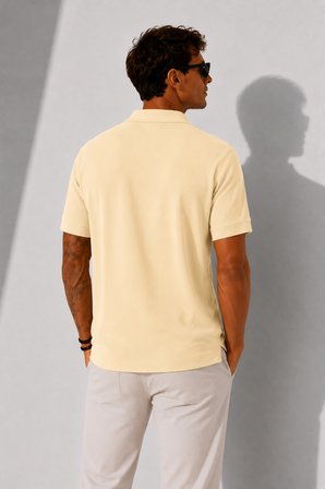 Erkek Kısa Kollu Fitilli Yarım Düğme Kapama Polo Yaka T-Shirt 26001