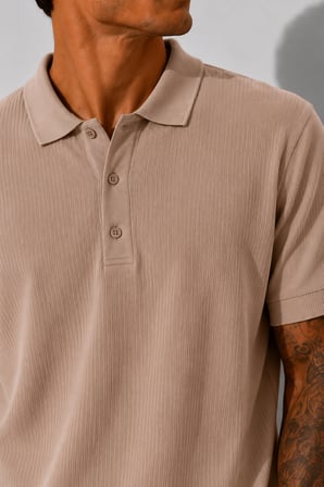 Erkek Kısa Kollu Fitilli Yarım Düğme Kapama Polo Yaka T-Shirt 26001
