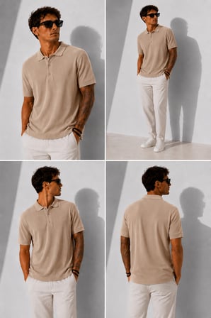 Erkek Kısa Kollu Fitilli Yarım Düğme Kapama Polo Yaka T-Shirt 26001