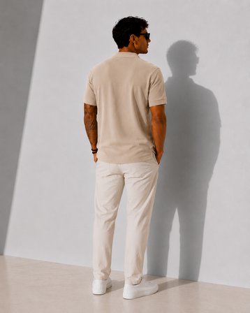 Erkek Kısa Kollu Fitilli Yarım Düğme Kapama Polo Yaka T-Shirt 26001