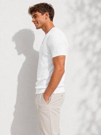 Erkek Kısa Kollu Bisiklet Yaka Esnek T-Shirt 26022
