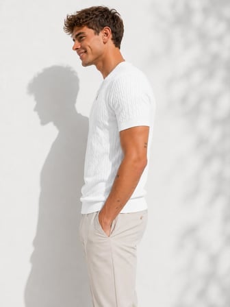 Erkek Kısa Kollu Bisiklet Yaka Esnek T-Shirt 26022