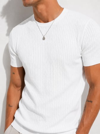 Erkek Kısa Kollu Bisiklet Yaka Esnek T-Shirt 26022