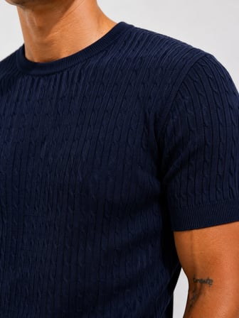 Erkek Kısa Kollu Bisiklet Yaka Esnek T-Shirt 26022