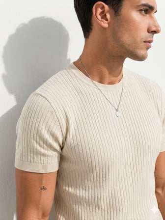 Erkek Kısa Kollu Bisiklet Yaka Esnek T-Shirt 26022