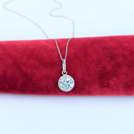 Swarovski Taş Pırlanta Montür Tasarım 3 Carat Oval Gümüş Kolye 