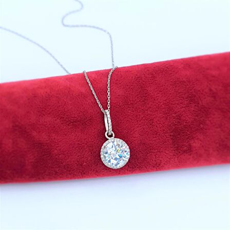 Swarovski Taş Pırlanta Montür Tasarım 3 Carat Oval Gümüş Kolye 