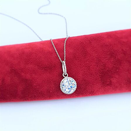 Swarovski Taş Pırlanta Montür Tasarım 3 Carat Oval Gümüş Kolye 