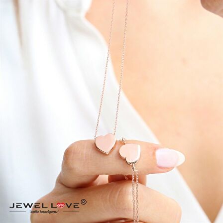 TREND TASARIM ROSE GOLD KALP GÜMÜŞ KOLYE
