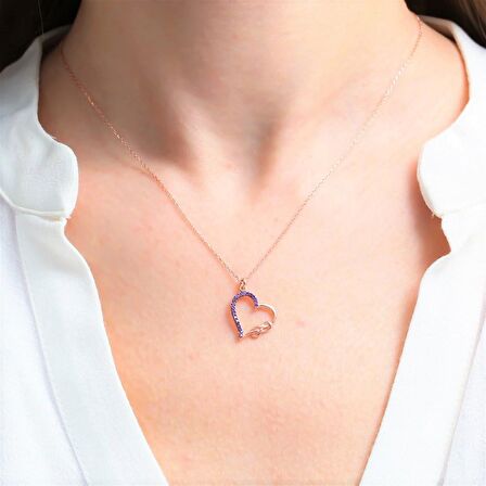 AMETİST TAŞLI ROSE GOLD SONSUZLUK KALP GÜMÜŞ KOLYE