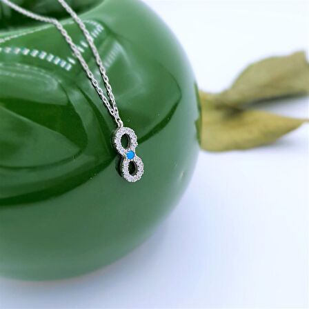 FİRUZE TAŞLI SONSUZLUK GÜMÜŞ KOLYE