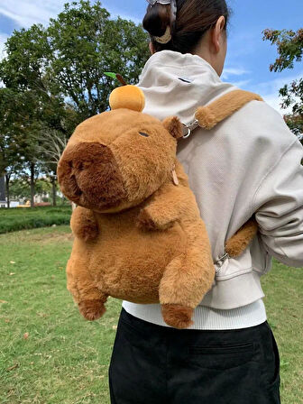 Capybara Peluş Çanta Sevimli Yumuşak Sırt Çantası 30cm 
