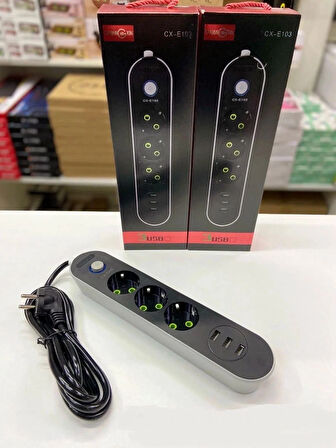 Akım Koruyuculu 3USB Port Hızlı Şarjlı 3Lü Priz