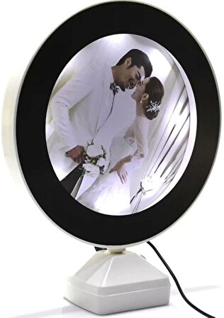 Led Işıklı Fotoğraflı oval Sihirli Ayna