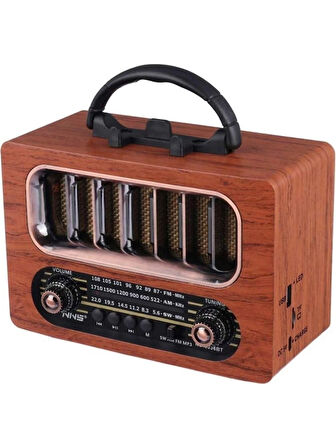 NS-6636 Retro Ahşap Tasarım Bluetooth Hoparlörlü Radyo – Fm/am Destekli, Şarjlı ve Taşınabiliri Radyo