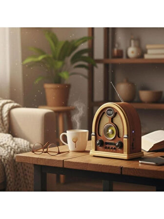 NS-7061 Retro Ahşap Tasarım Bluetooth Hoparlörlü Radyo – Fm/am Destekli, Şarjlı ve Taşınabiliri Rady