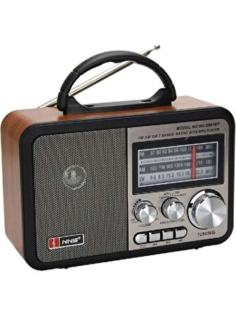 NS-8897 Orta Boy Retro, Nostaljik, Ahşap Tasarım Bluetooth Hoparlörlü, Şarjlı, Taşınabilir Fm/am Destekli Radyo