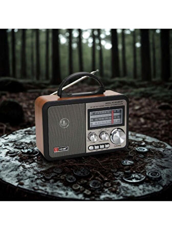 NS-8897 Orta Boy Retro, Nostaljik, Ahşap Tasarım Bluetooth Hoparlörlü, Şarjlı, Taşınabilir Fm/am Destekli Radyo