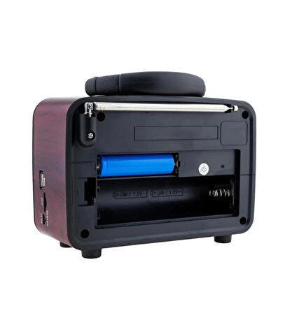 NS-8891 Orta Boy Retro, Nostaljik, Ahşap Tasarım Bluetooth Hoparlörlü, Şarjlı, Taşınabilir Fm/am Destekli Radyo