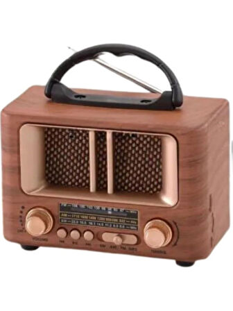 NS-8108  Retro Ahşap Tasarım Bluetooth Hoparlörlü Radyo – Fm/am Destekli, Şarjlı ve Taşınabilir Radyo 