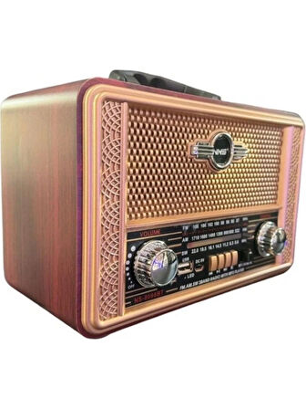 NS-8098  Retro, Nostaljik, Ahşap Tasarım Bluetooth Hoparlörlü, Şarjlı, Taşınabilir Fm/am Destekli Radyo