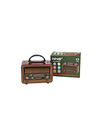 NS-8069 Retro, Nostaljik, Ahşap Tasarım Bluetooth Hoparlörlü, Şarjlı, Taşınabilir Fm/am Destekli Radyo