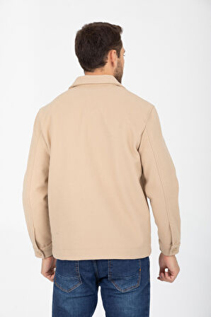 Gömlek Yaka, Fermuarlı Erkek Kaşe Ceket