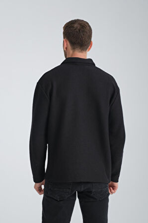 %100 Pamuklu Erkek Gömlek Yaka Sweatshirt