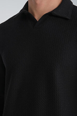 %100 Pamuklu Erkek Gömlek Yaka Sweatshirt