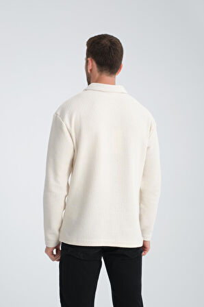 %100 Pamuklu Erkek Gömlek Yaka Sweatshirt