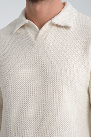 %100 Pamuklu Erkek Gömlek Yaka Sweatshirt